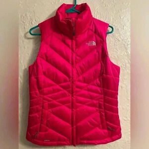 The North Face Aconcagua 550 Down Fuchia Bright Bold Pink Full Zip Vest; size S